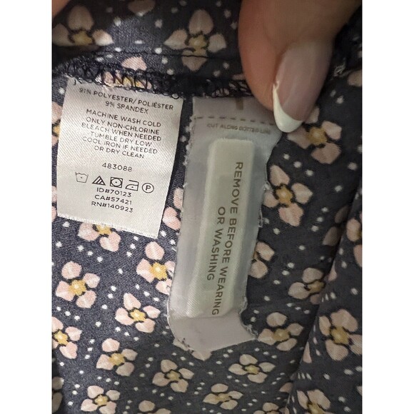 Loft Petites Mosaic Shift Dress LS Tie Belt XXSP Black Pink Yellow  Office - Picture 15 of 15